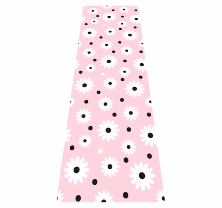 Pembe pvc halı siyah noktalarla çiçek deseni - TenStickers