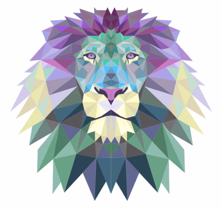 Muhteşem aslan şeklinde geometrik vinil halı - TenStickers