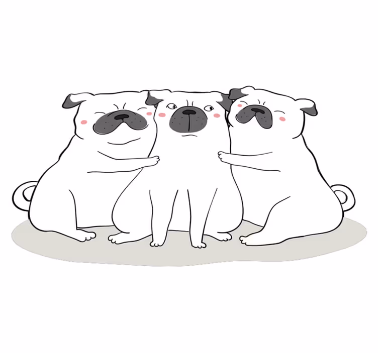 3 dostu puglar hayvan vinil halı - TenStickers