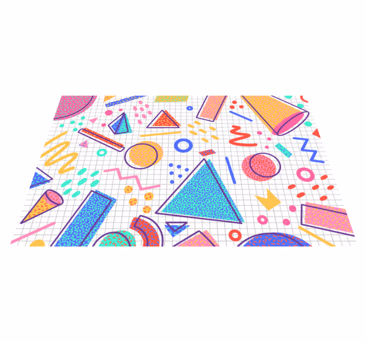 Retro memphis tarzı geometrik vinil halı - TenStickers