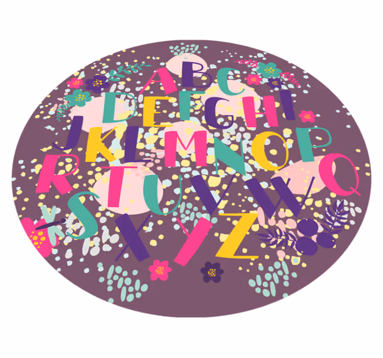 çiçekli alfabe vinil halı - TenStickers