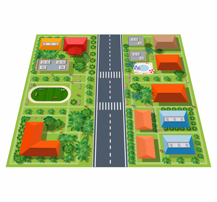 çocuklar için muhteşem şehir yol vinil halı - TenStickers