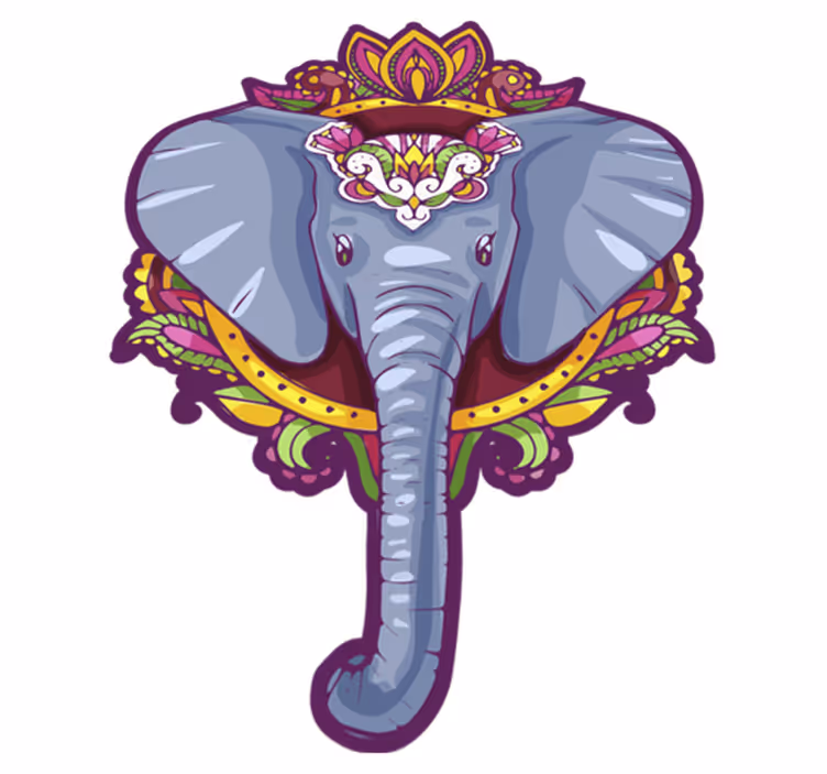 Inanılmaz fil şekilli mandala vinil halı - TenStickers