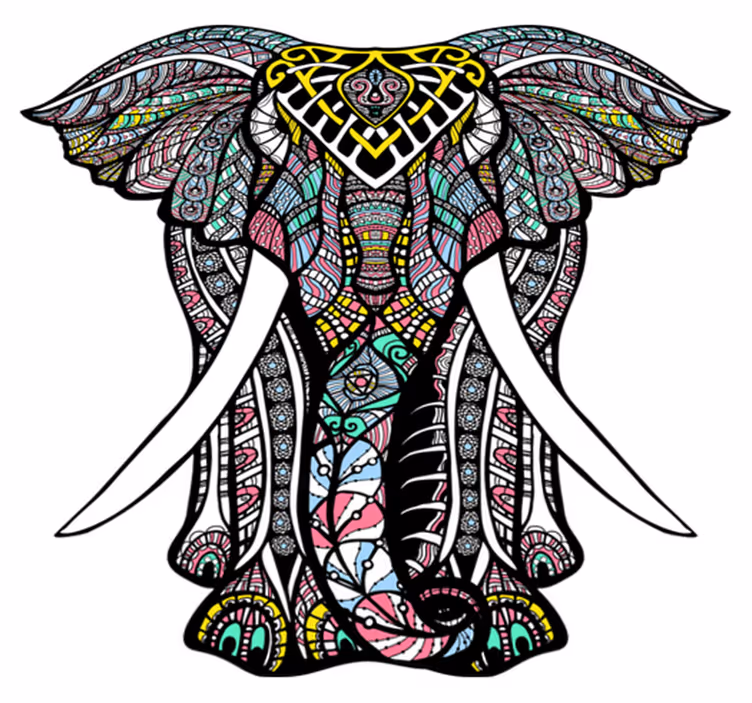 Harika fil mandala vinil halı - TenStickers