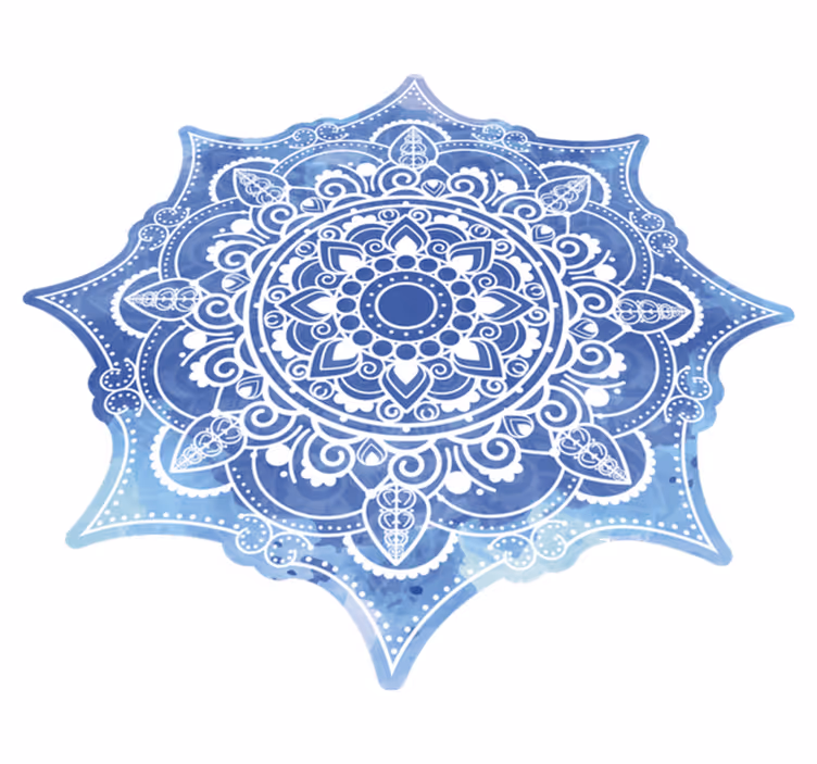 çarpıcı mavi suluboya mandala vinil halı - TenStickers