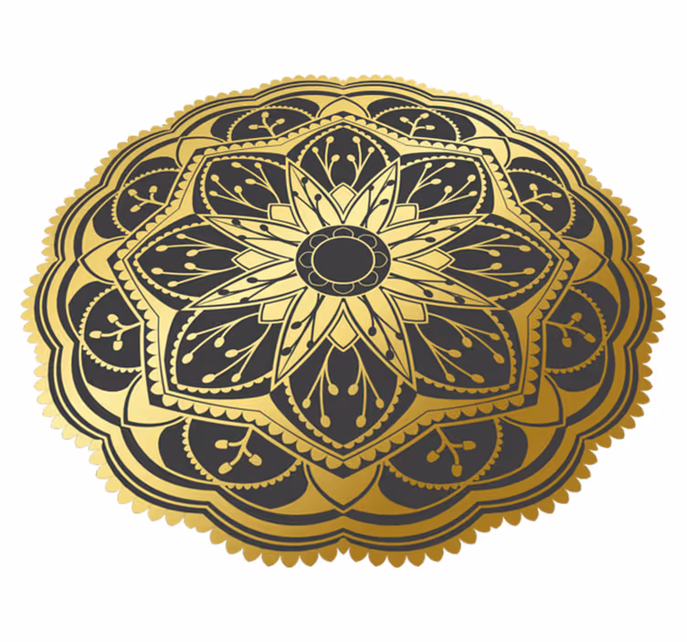Altın etkisi çiçek mandala vinil halı - TenStickers