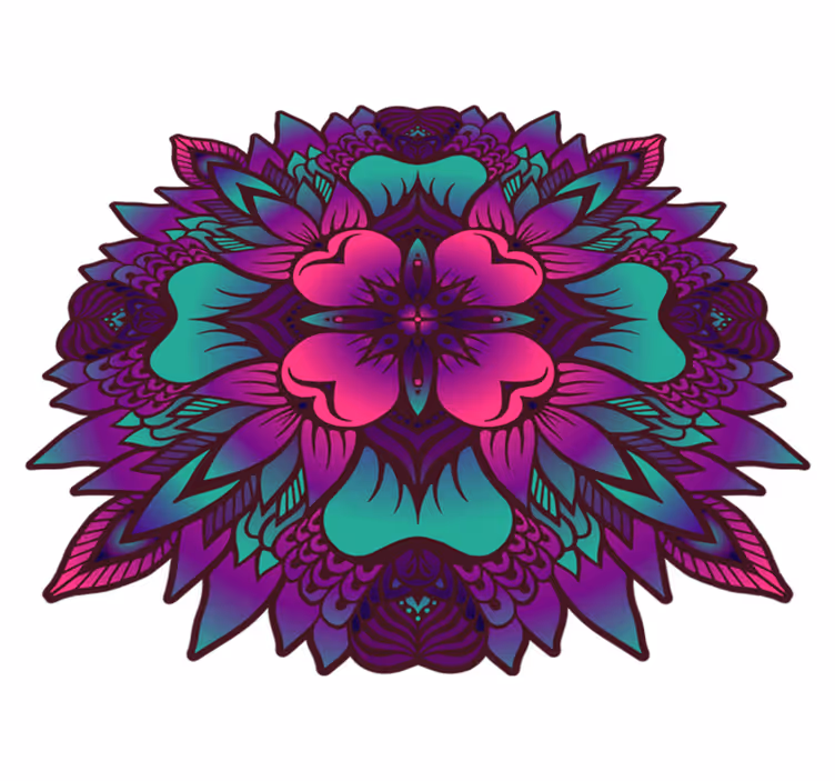 çiçek mandala leylak ve mor vinil halı - TenStickers
