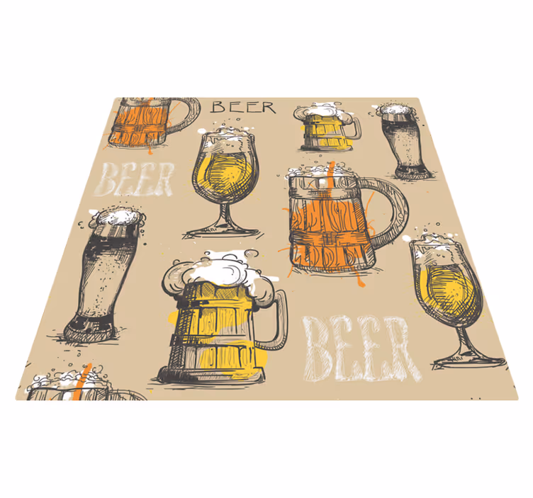 Vintage vinil halı - bira gözlük - TenStickers