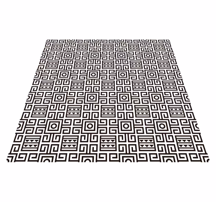 çarpıcı siyah beyaz etnik vinil kilim - TenStickers