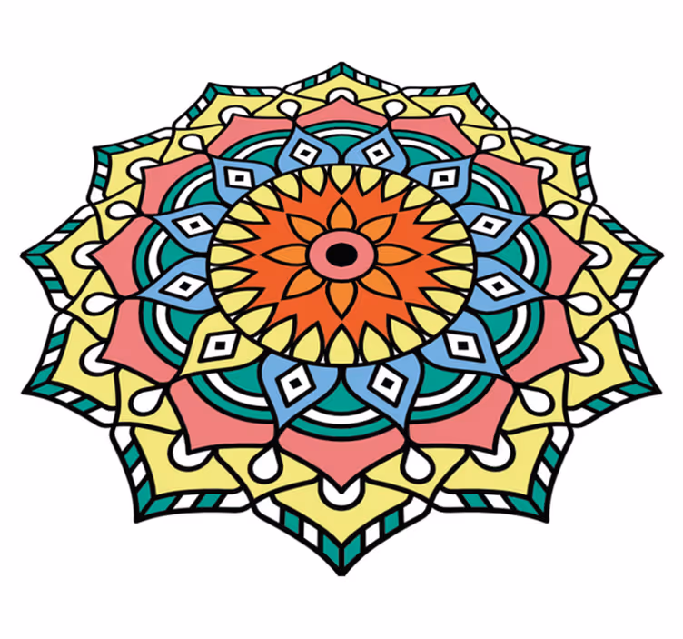 Renkli mandala çiçek şeklinde vinil halı - TenStickers