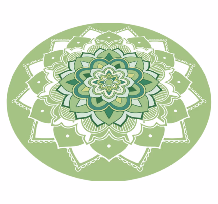 Yeşil çiçek mandala vinil halı - TenStickers