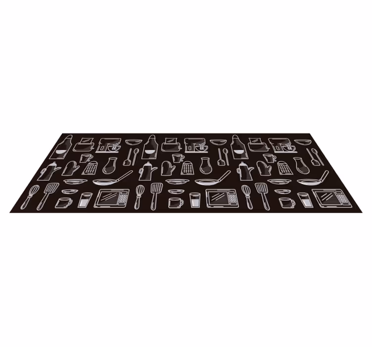 Dikdörtgen mutfak aletleri modern vinil halı - TenStickers