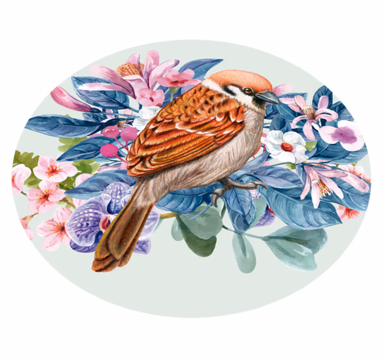 Muhteşem yuvarlak kuş vinil halı - TenStickers