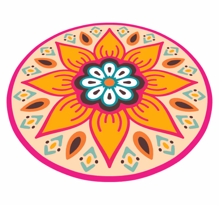 Muhteşem yuvarlak çiçek mandala vinil halı - TenStickers