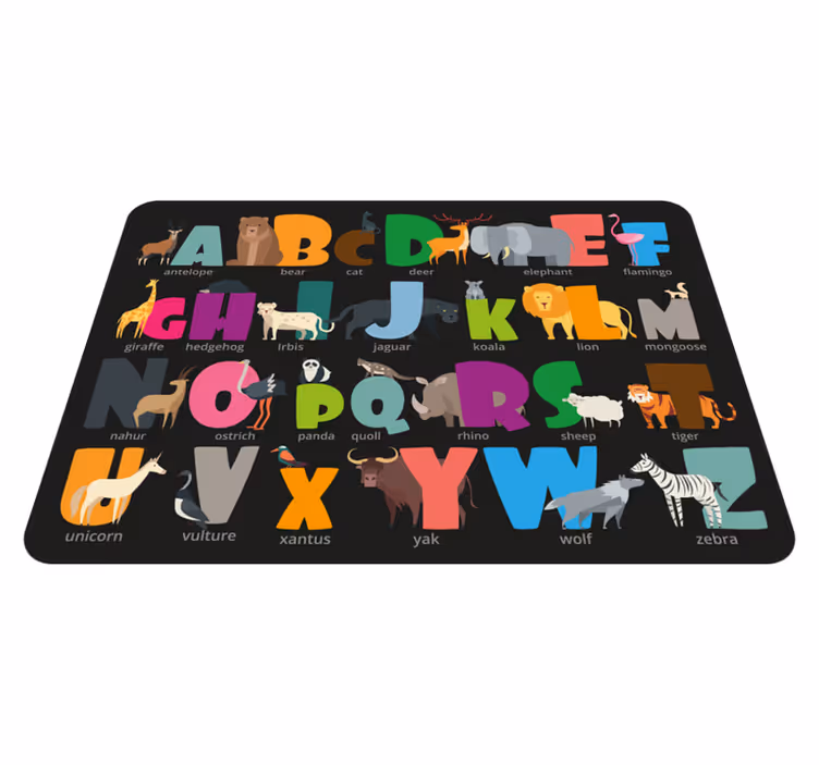 Hayvan alfabe tr vinil alfabe halı - TenStickers