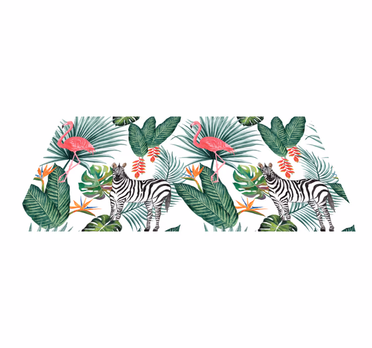 Flamingo ve zebra hayvan vinil halı - TenStickers