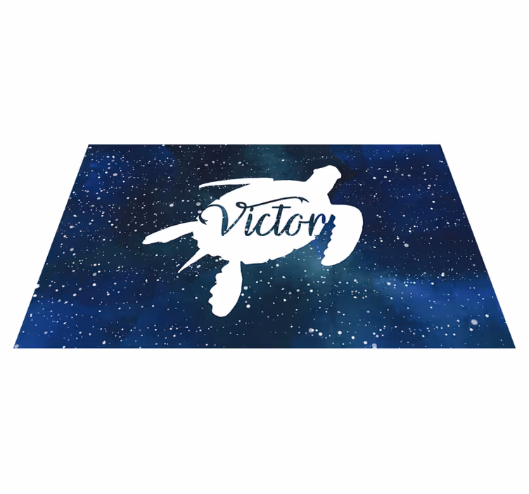 Yıldızlı deniz kaplumbağası isimlerle pvc halı - TenStickers