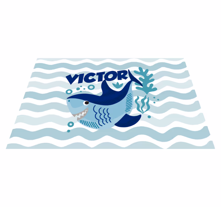 özel köpekbalığı illüstrasyonu isimlerle pvc halı - TenStickers