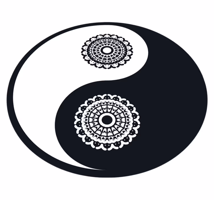Ying yang desenli vinil oturma odası halı - TenStickers