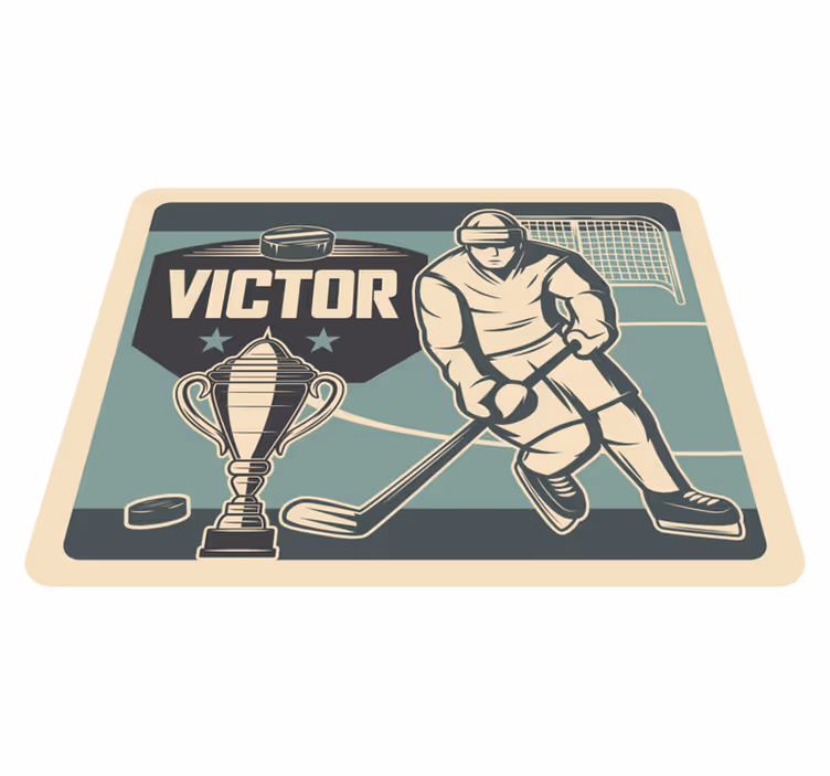 Adı çocuk vinil kilim ile hokey oyuncusu - TenStickers
