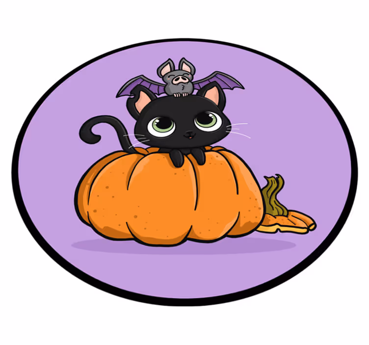 Kabak ve kedi vinil halı - TenStickers