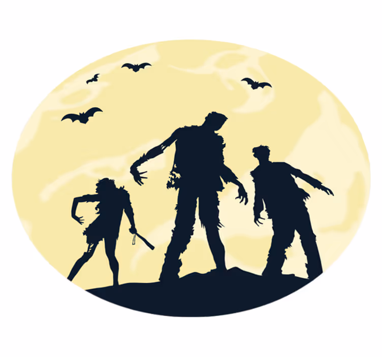 Korku zombi aile vinil oturma odası kilim - TenStickers