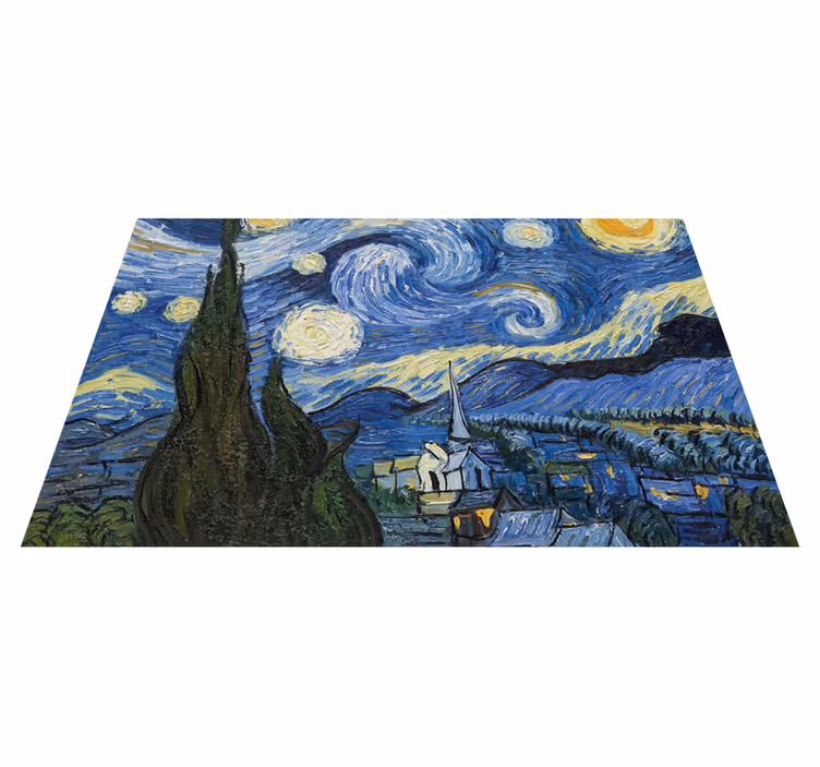 Van gogh yıldızlı gece vinil halı yemek odası için - TenStickers