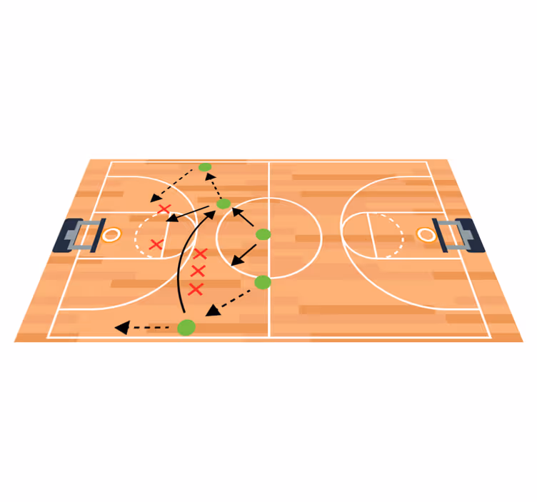 Basketbol taktik oyunu strateji genç vinil halı - TenStickers