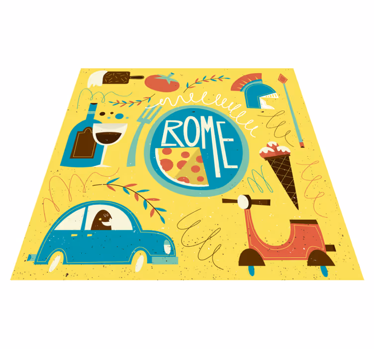Roma tema illüstrasyonu alfabe pvc halı - TenStickers