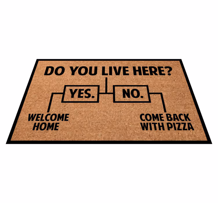 Burada mı yaşıyorsun? Evet / hayır / pizza özel halı - TenStickers