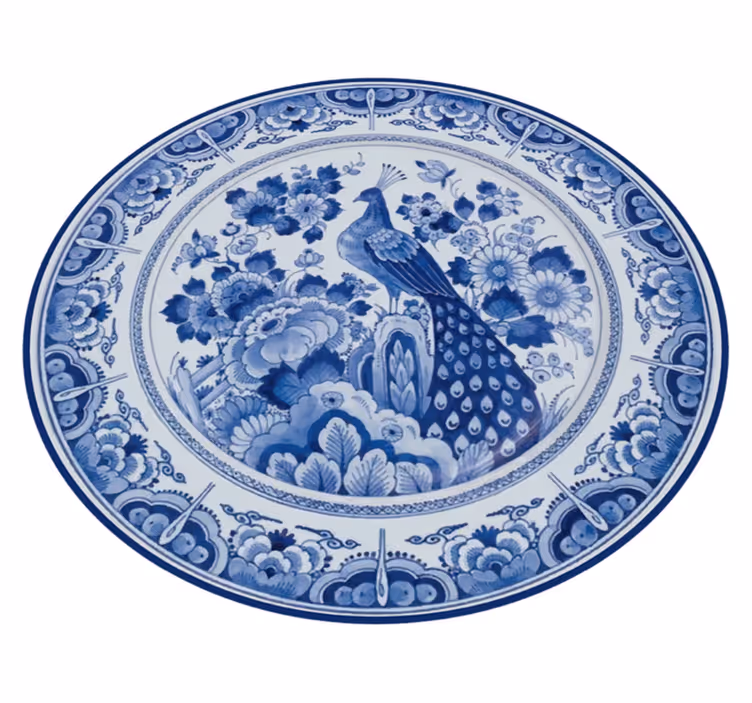 Delftware tavuskuşu karo halı - TenStickers