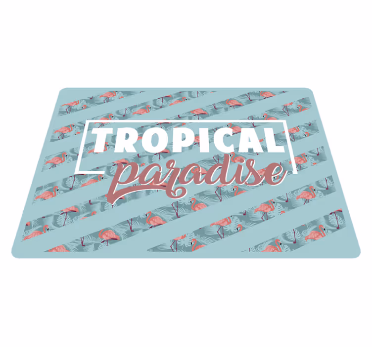 Tropikal cennet metin flamingolar hayvan kilim - TenStickers