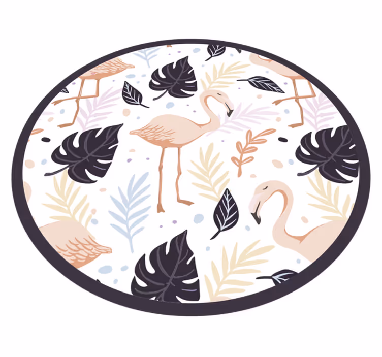 çiçek flamingo dairesi Hayvan pvc halı - TenStickers