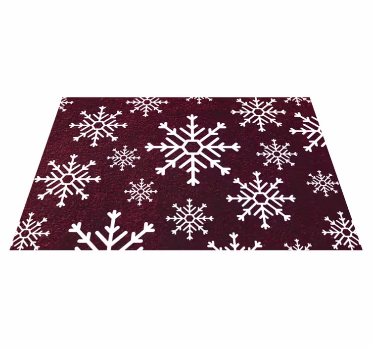 Kırmızı ve beyaz kar taneleri noel vinil kilim - TenStickers