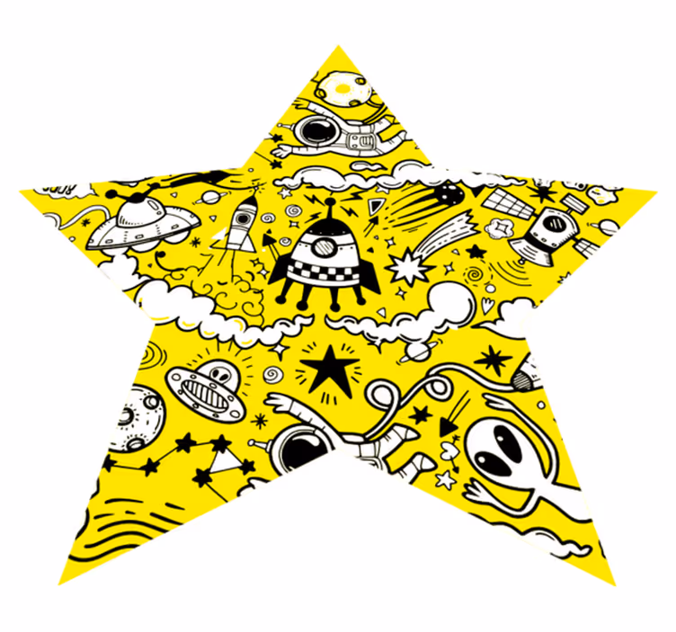Uzaylı doodle yıldızı çocukta pvc halı - TenStickers