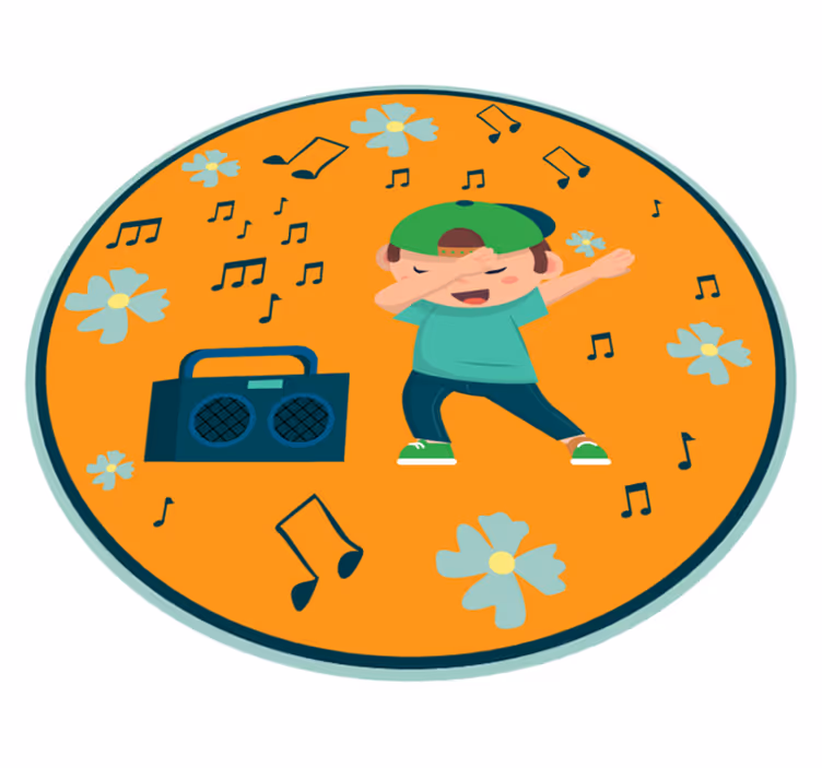 Dans eden çocuk ve radyo stereo vinil halı - TenStickers