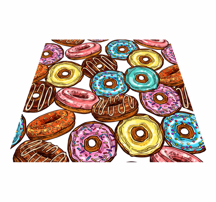 Donuts arka plan kare vinil halı - TenStickers