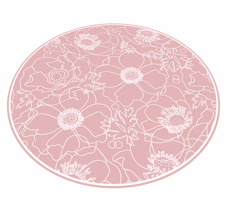 çiçek anahat motifi çiçekler ve bitkiler pvc halı - TenStickers