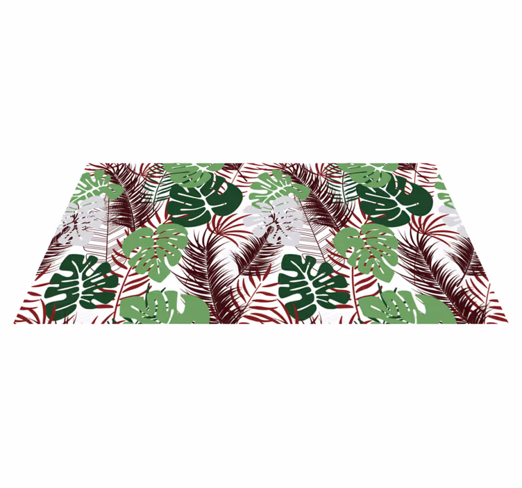 Bordo ve yeşil monstera vinil halı bırakır - TenStickers