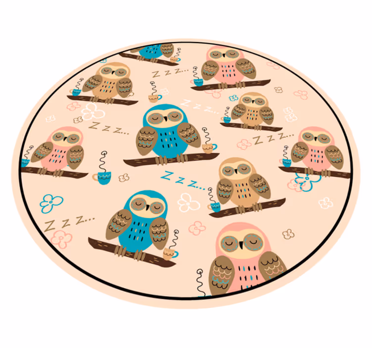 Baykuş temalı daire bebek pvc halı - TenStickers
