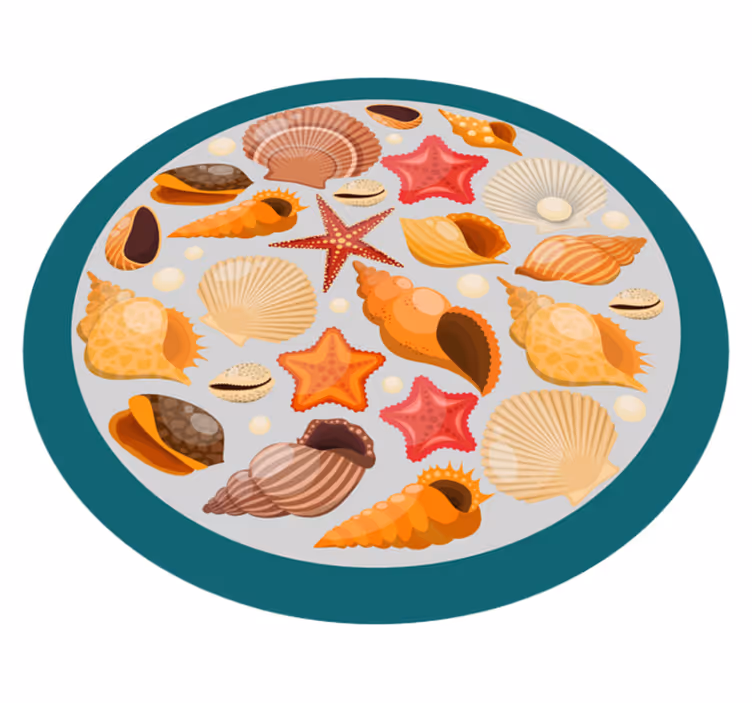 Bir sahil doğa kilim üzerinde deniz kabukları - TenStickers