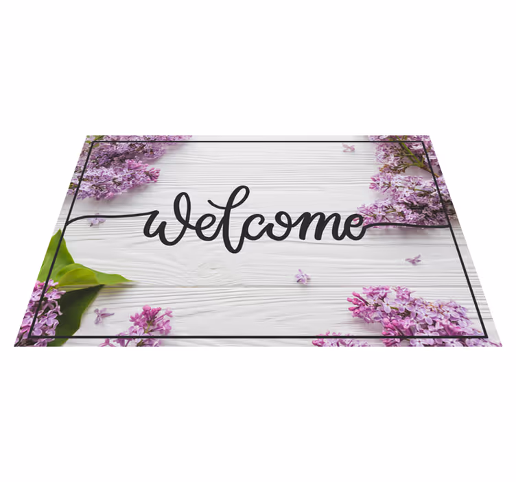 Hoş geldin çiçekli giriş cümleleri ile pvc halı - TenStickers