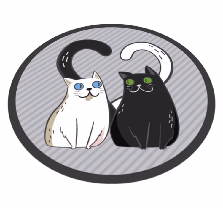 Vinil halı renkli gözlü iki kedi hayvan kilim - TenStickers