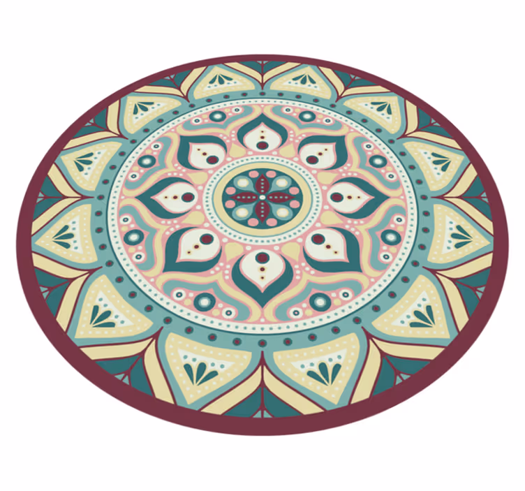 Yuvarlak vinil halı mandala çok renkli - TenStickers