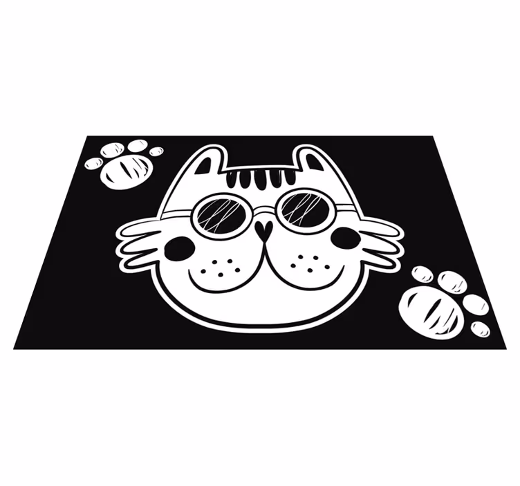Vinil halı beyaz kedi yüzü hayvan kilim - TenStickers