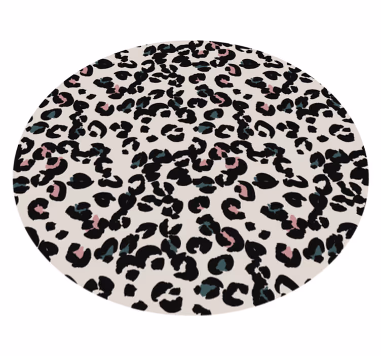 Beyaz yuvarlak vinil halı leopar hayvan kilim - TenStickers