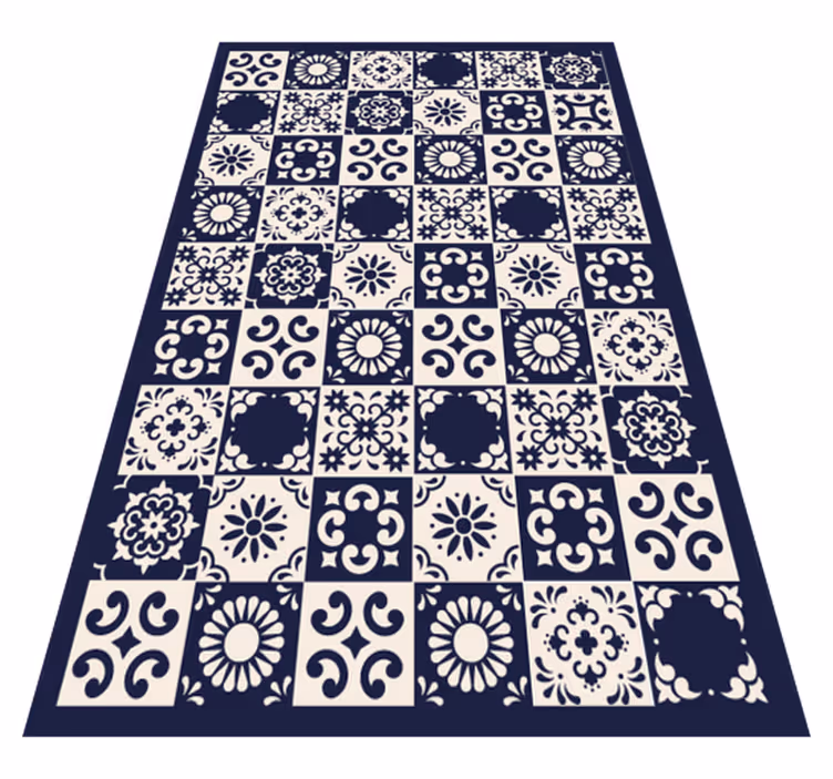 Mutfak vinil kilim mavi kareler kiremit - TenStickers