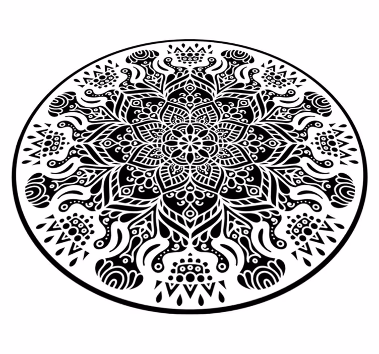 Siyah ve beyaz mandala kilim - TenStickers