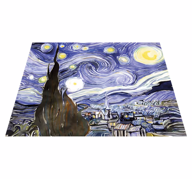Van gogh'un gökyüzü ile yıldız vintage kilim - TenStickers