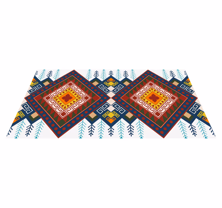 Geometrik etnik desen mozaik yer karoları - TenStickers